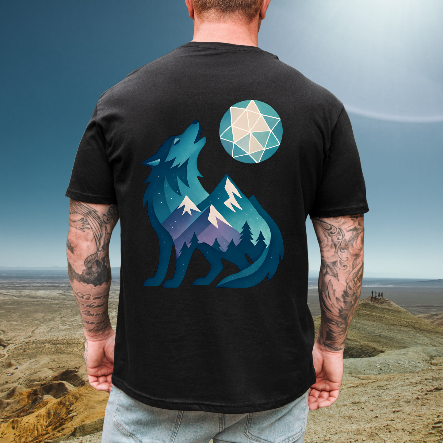 Geometric Wolf Tee